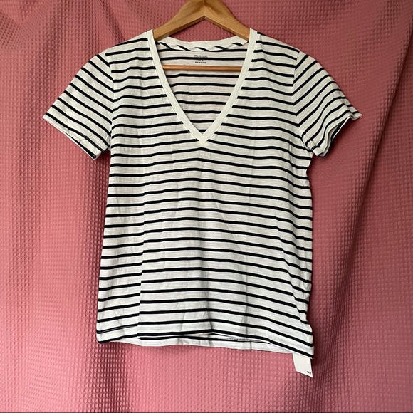 Madewell Striped VNeck Tee NWT Sz S - Picture 2 of 10